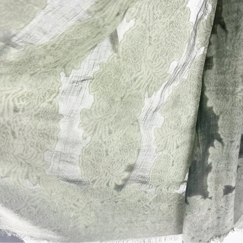 ✅ NWT‎ WORLD MARKET COTTON BLEND GREEN TEXTURED SCARF
